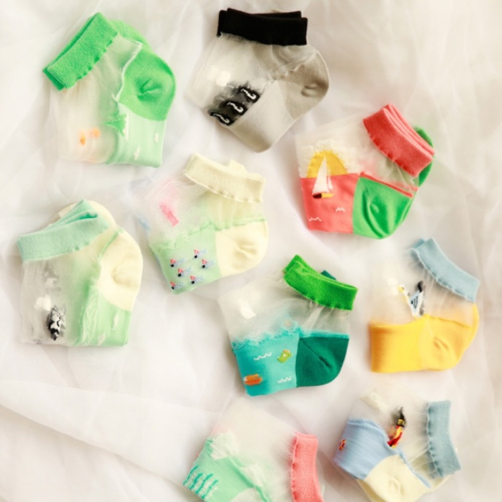 2/$15🎉NWT Ocean Whales Sheer Blue Ankle Socks - Picture 4 of 8